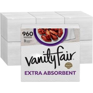 Vanity Fair Extra Absorbent Premium Paper Napkins, 160 Count, Disposable Napkins Made Soft And Strong For Messy Meals And Everyday Use(960 Count (Pack of 1))