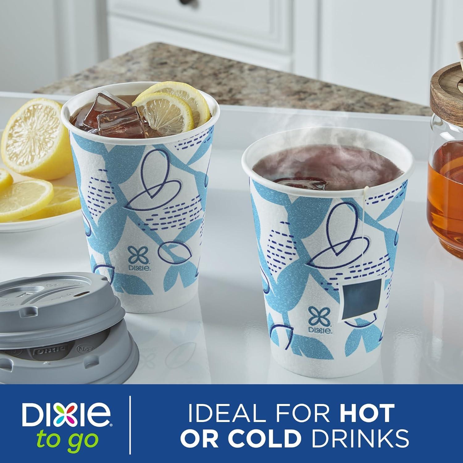 imageDixie To Go Paper Coffee Cups With Lids 12 oz 26 ct Disposable Insulated Paper Cups for OnTheGo Hot or Cold BeveragesMulticolor