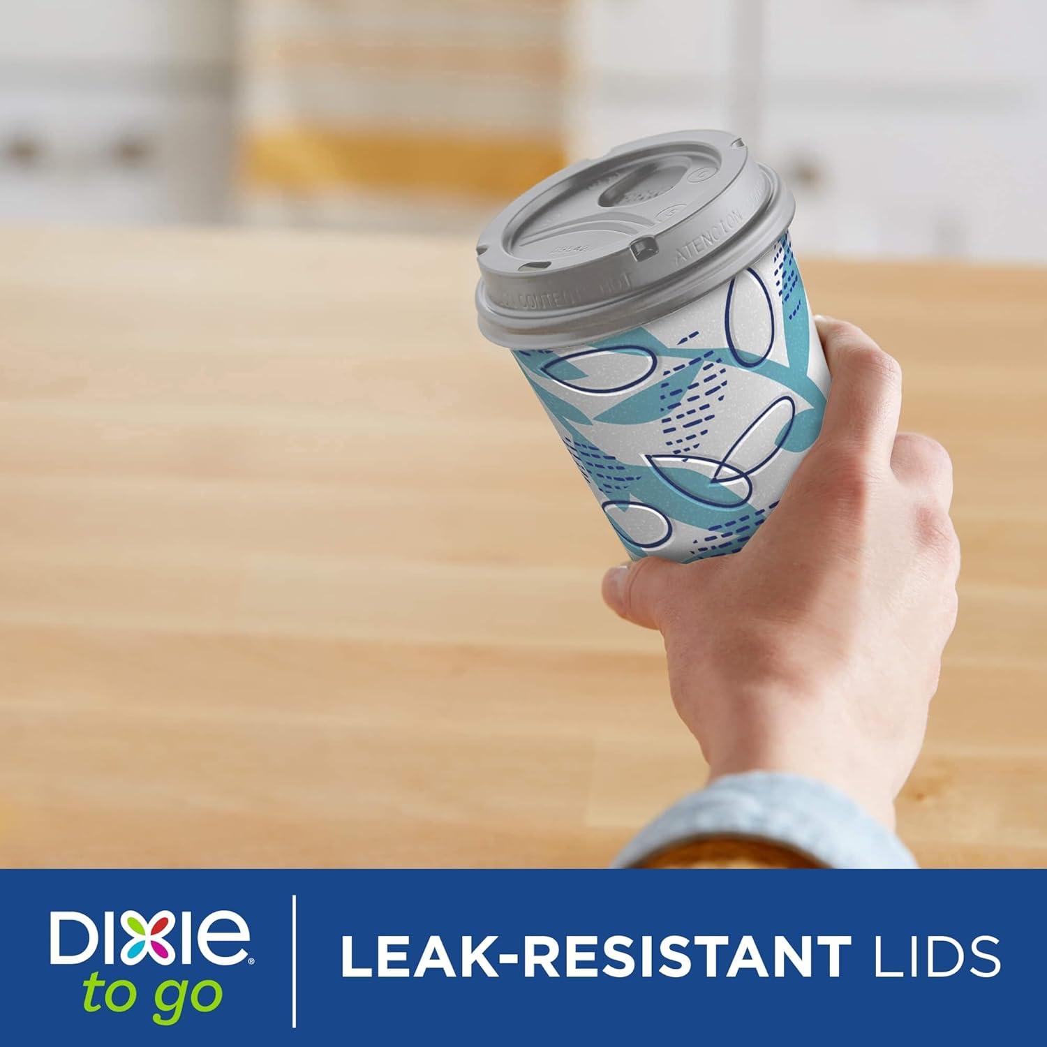 imageDixie To Go Paper Coffee Cups With Lids 12 oz 66 ct Disposable Insulated Paper Cups for OnTheGo Hot or Cold Beverages12 Ounces 14 Count