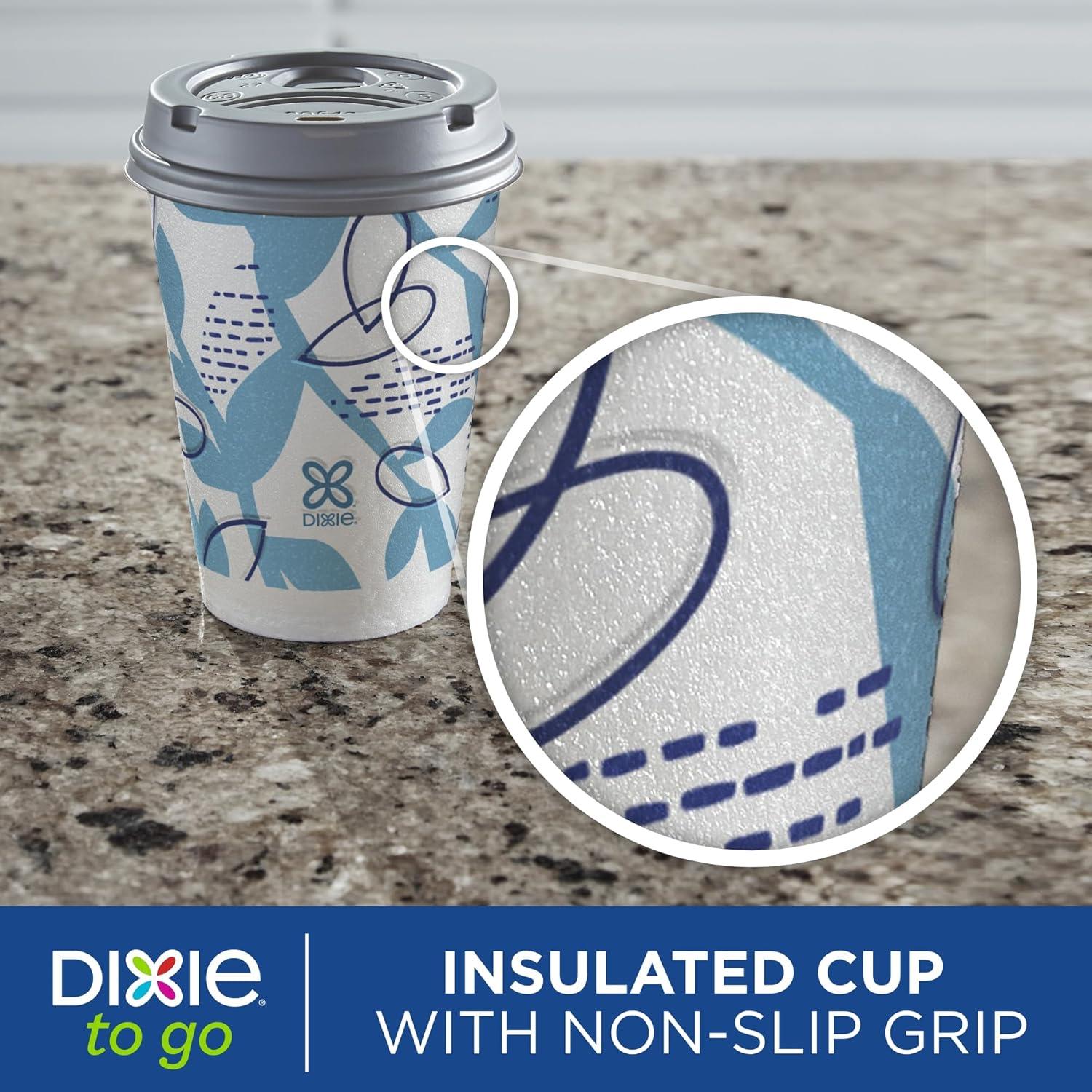 imageDixie To Go Paper Coffee Cups With Lids 12 oz 66 ct Disposable Insulated Paper Cups for OnTheGo Hot or Cold Beverages12 Ounces 156 Count