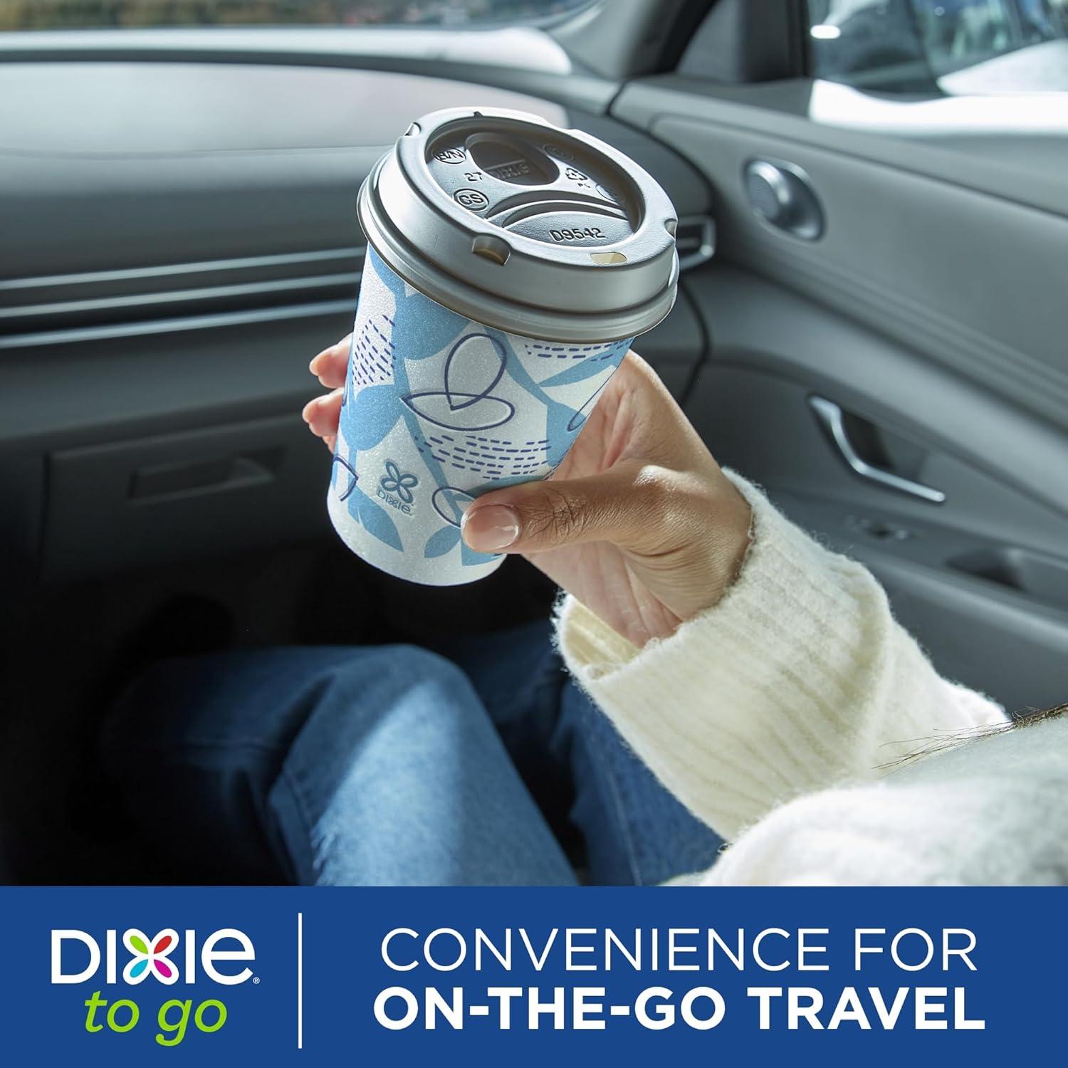 imageDixie To Go Paper Coffee Cups With Lids 12 oz 66 ct Disposable Insulated Paper Cups for OnTheGo Hot or Cold Beverages12 Ounces 156 Count