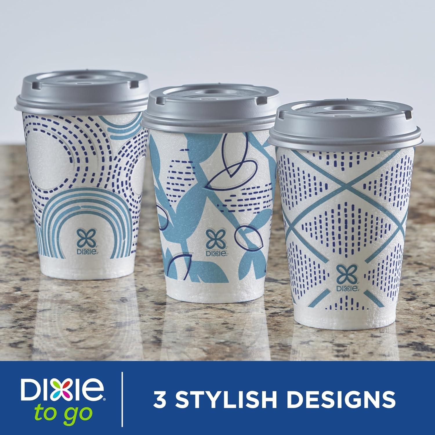 imageDixie To Go Paper Coffee Cups With Lids 12 oz 66 ct Disposable Insulated Paper Cups for OnTheGo Hot or Cold Beverages12 Ounces 156 Count