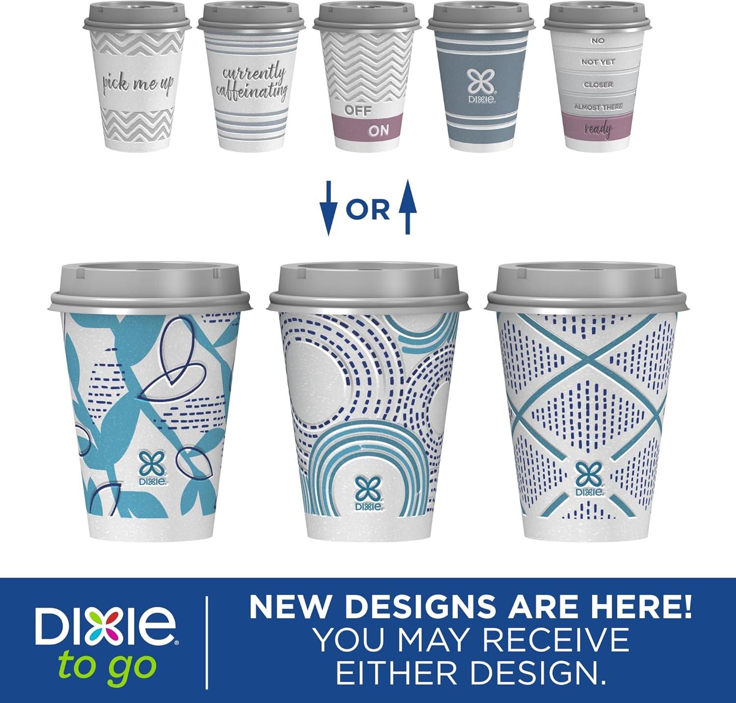 imageDixie To Go Paper Coffee Cups With Lids 12 oz 66 ct Disposable Insulated Paper Cups for OnTheGo Hot or Cold Beverages12 Ounces 156 Count