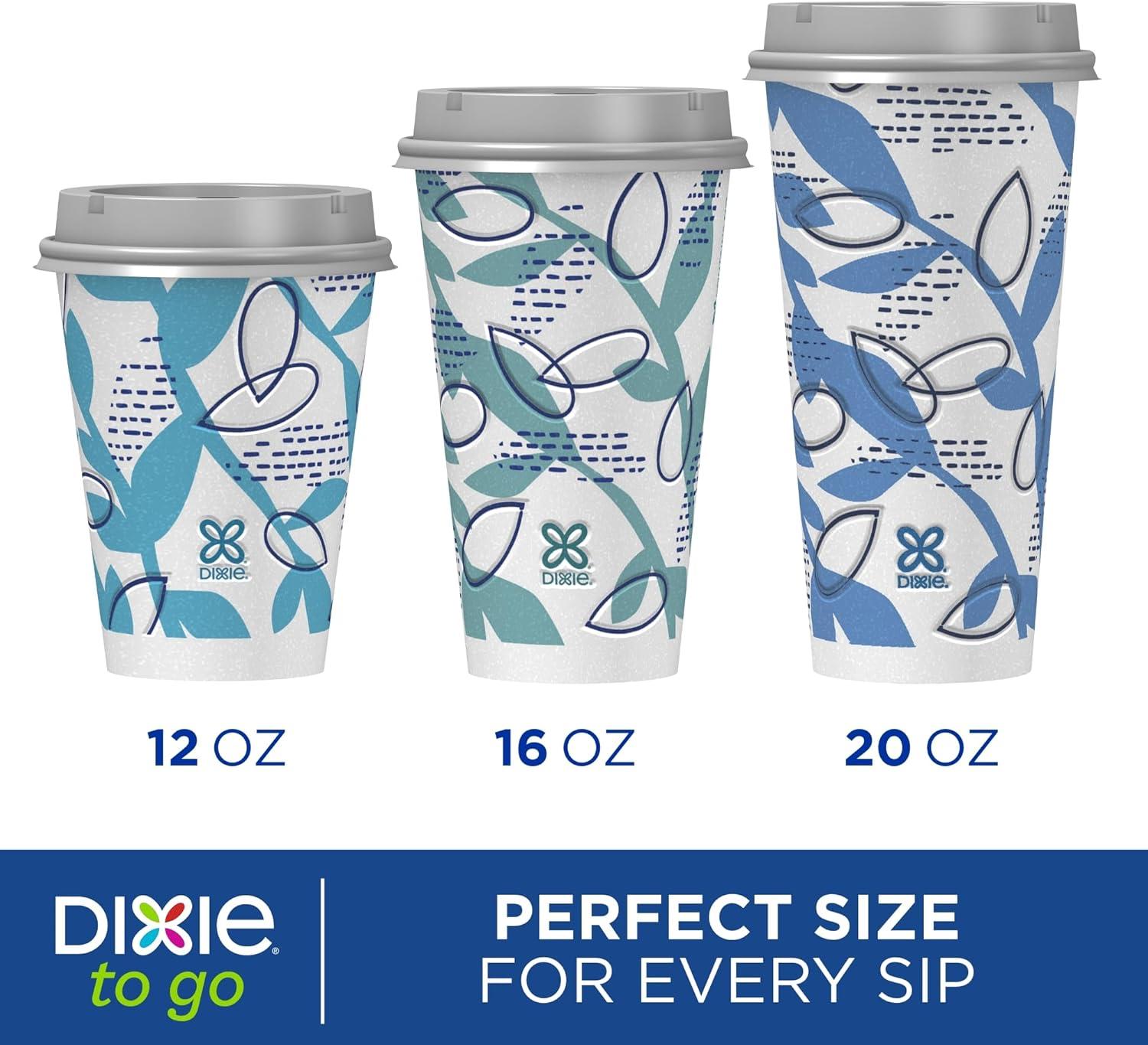 imageDixie To Go Paper Coffee Cups With Lids 12 oz 66 ct Disposable Insulated Paper Cups for OnTheGo Hot or Cold Beverages12 Ounces