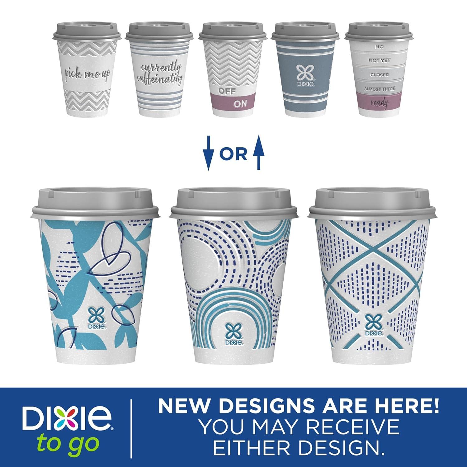 imageDixie To Go Paper Coffee Cups With Lids 12 oz 66 ct Disposable Insulated Paper Cups for OnTheGo Hot or Cold Beverages