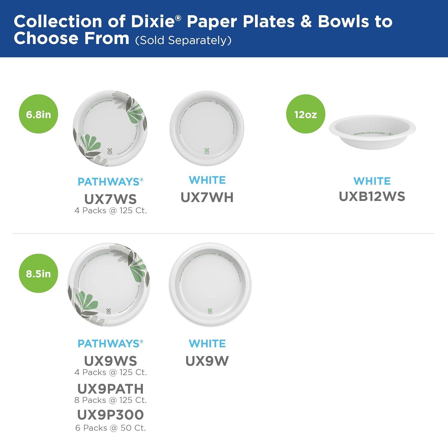 imageDixie 8 12 Inch MediumWeight Disposable Paper Plates Pathways 300 Count Bulk Case 6 Packs50 Count Per Pack GeorgiaPacific UX9P300