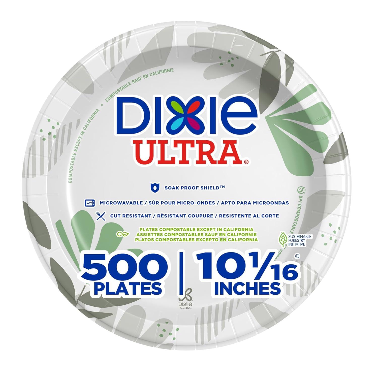 imageDixie Ultra 10 Inch HeavyWeight Paper Plates By GP PRO Pathways Botanical Design 500 Count 125 Disposable Plates Per Pack 4 Packs Per Case SXP10PATHPathways Design