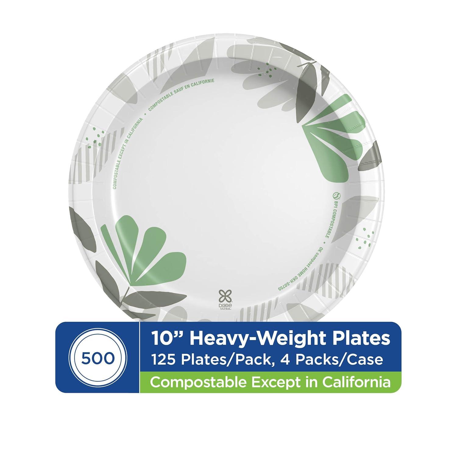 imageDixie Ultra 10 Inch HeavyWeight Paper Plates By GP PRO Pathways Botanical Design 500 Count 125 Disposable Plates Per Pack 4 Packs Per Case SXP10PATHPathways Design