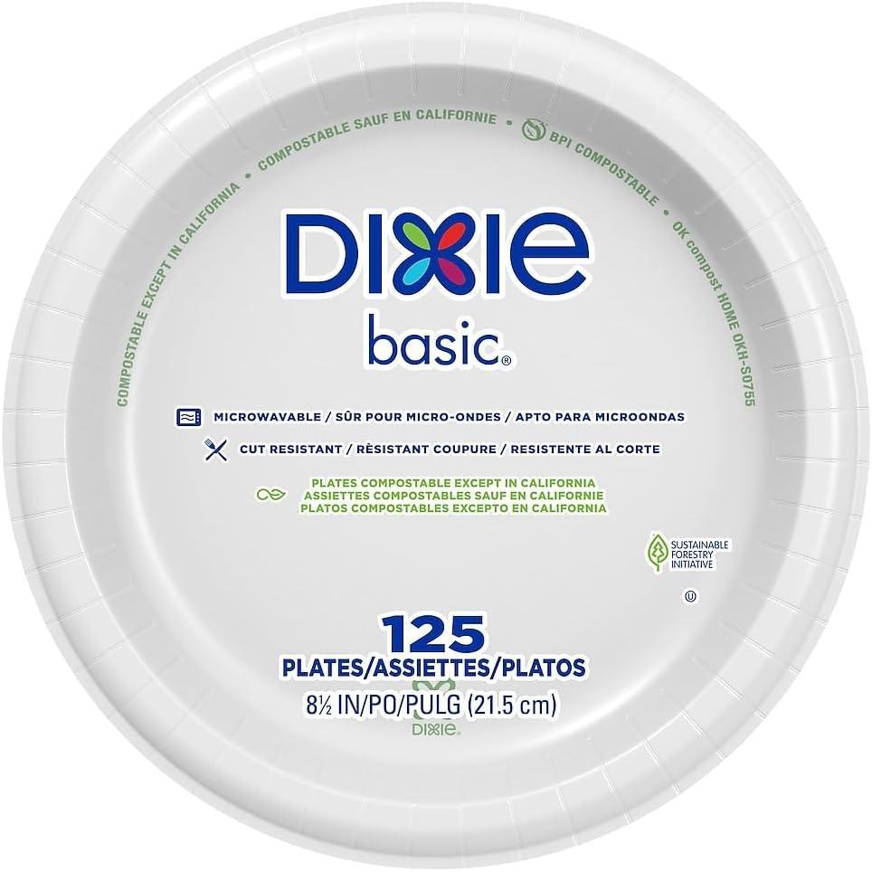 imageDixie Basic 85 Paper Plates White 125 Pack