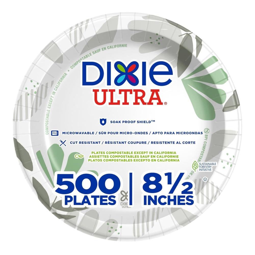 imageDixie Ultra 10 Inch HeavyWeight Paper Plates By GP PRO Pathways Botanical Design 500 Count 125 Disposable Plates Per Pack 4 Packs Per Case SXP10PATHPathways Design