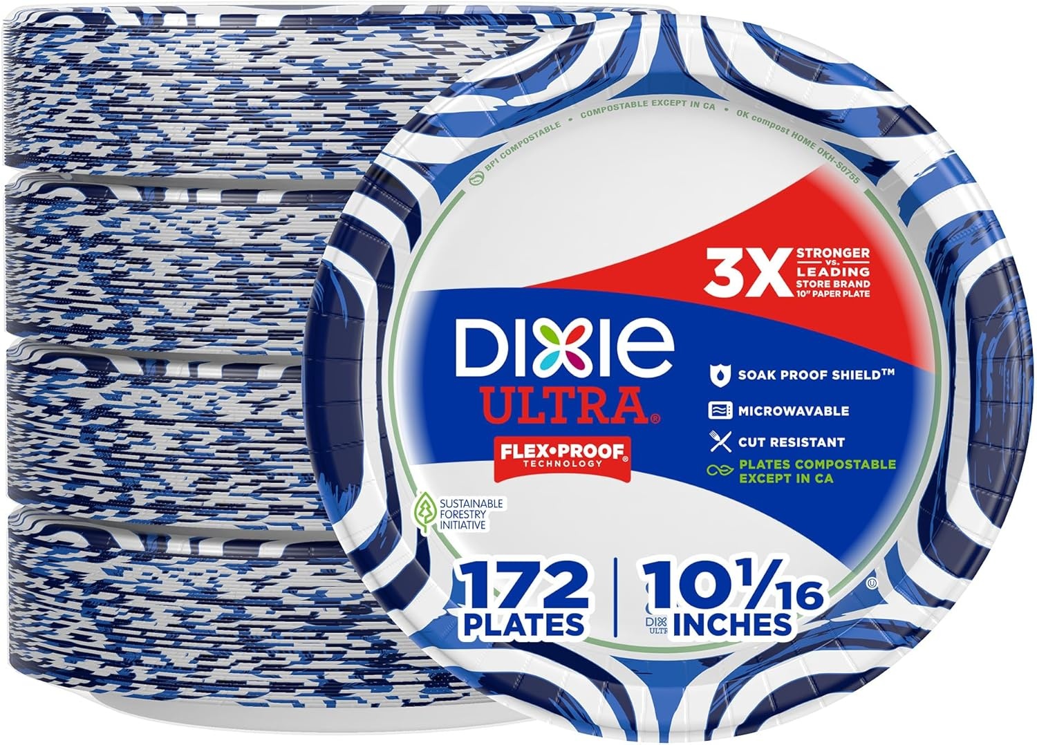 image:imageDixie Ultra Small Paper Plates 6 78 Inch 44 Count 3X Stronger Heavy Duty MicrowaveSafe SoakProof Cut Resistant Disposable Plates For Heavy Messy Meals10 Inch