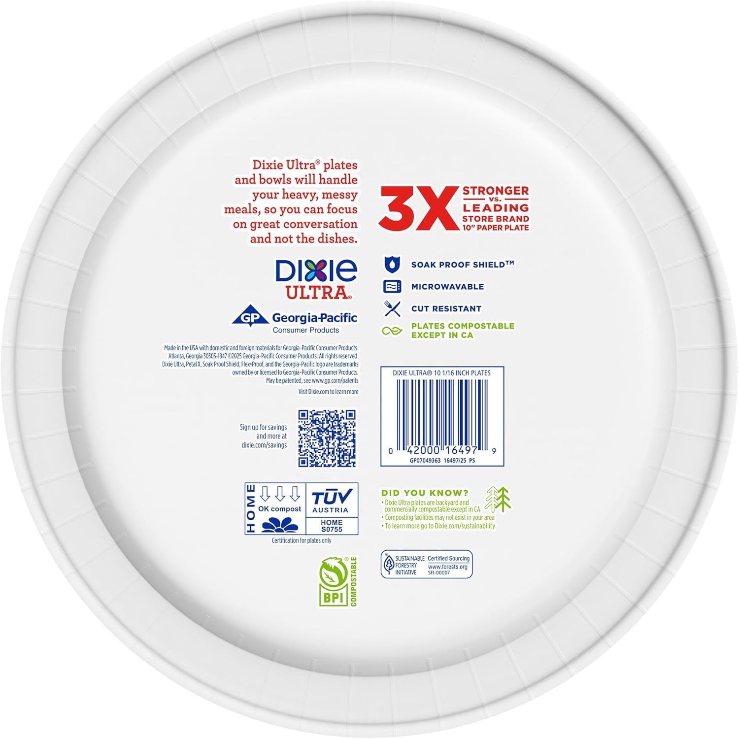 image:imageDixie Ultra Small Paper Plates 6 78 Inch 44 Count 3X Stronger Heavy Duty MicrowaveSafe SoakProof Cut Resistant Disposable Plates For Heavy Messy Meals10 Inch
