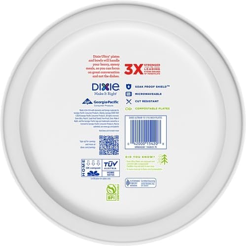 image:imageDixie Ultra Small Paper Plates 6 78 Inch 44 Count 3X Stronger Heavy Duty MicrowaveSafe SoakProof Cut Resistant Disposable Plates For Heavy Messy Meals10 Inch