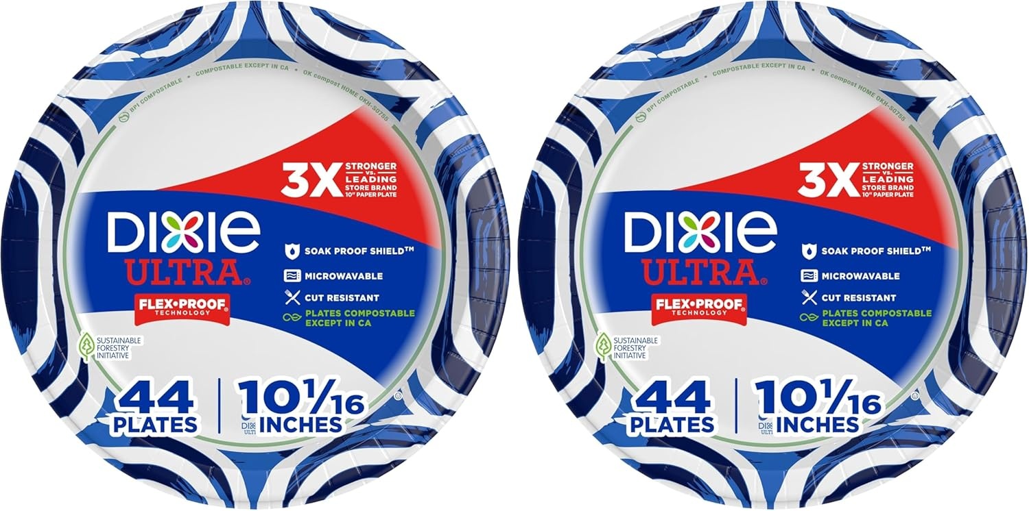 image:imageDixie Ultra Small Paper Plates 6 78 Inch 44 Count 3X Stronger Heavy Duty MicrowaveSafe SoakProof Cut Resistant Disposable Plates For Heavy Messy Meals10 Inch