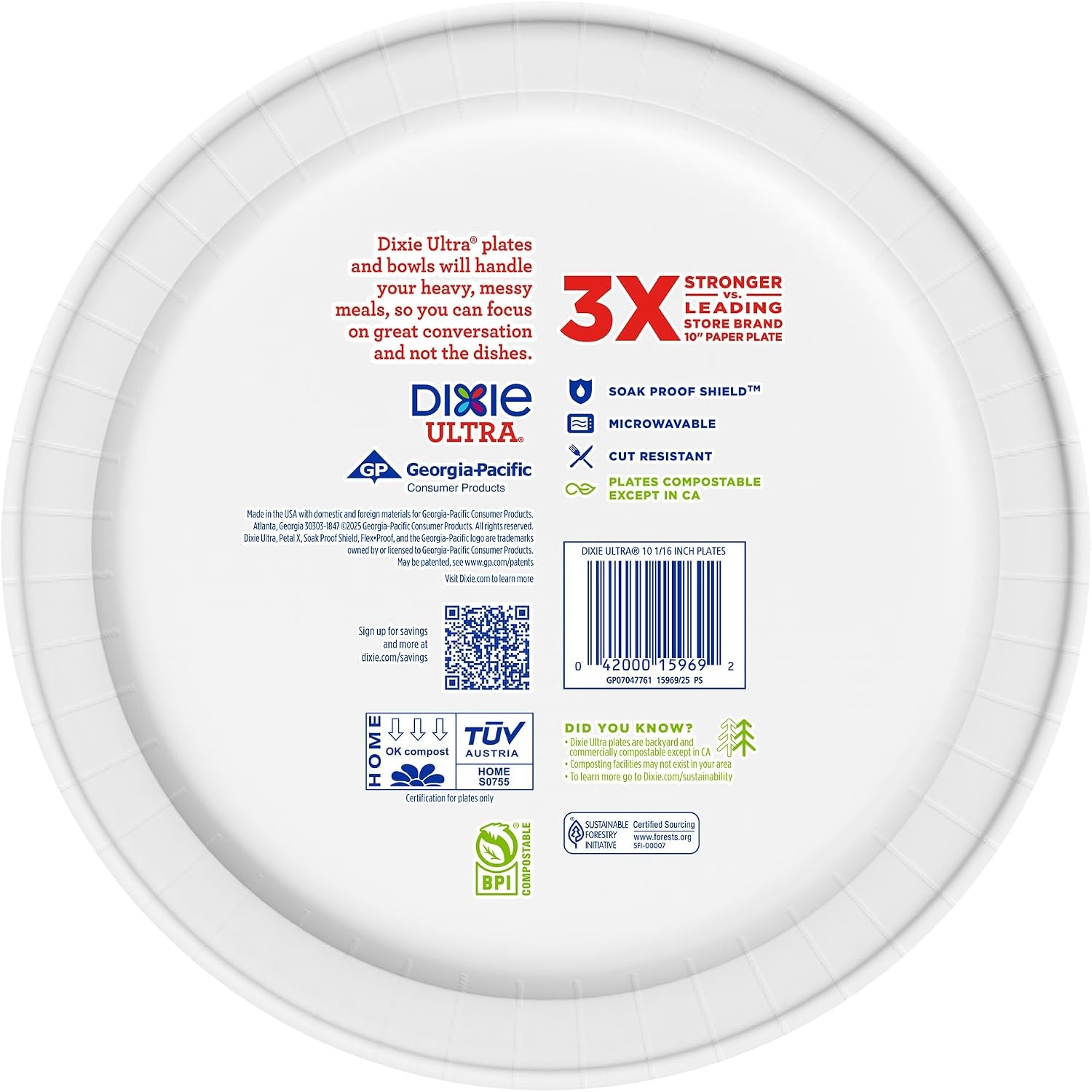 image:imageDixie Ultra Small Paper Plates 6 78 Inch 44 Count 3X Stronger Heavy Duty MicrowaveSafe SoakProof Cut Resistant Disposable Plates For Heavy Messy Meals10 Inch