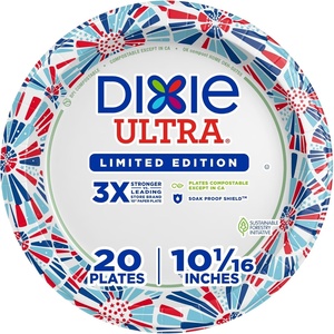Dixie Ultra Limited Edition Paper Plate, 10 in. Dinner-Size, 20 ct | Printed, Disposable(20 Count)