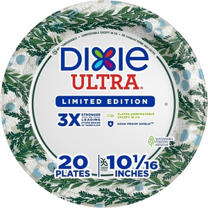 Dixie Ultra Limited Edition Paper Plate, 10 in. Dinner-Size, 20 ct | Printed, Disposable(20 Count (Pack of 1))